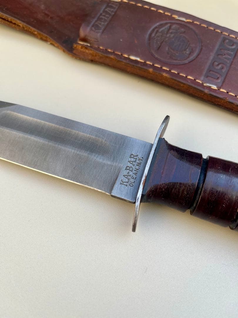 米軍実物 美品 コンバットナイフ KA-BAR USMC レザーシース付