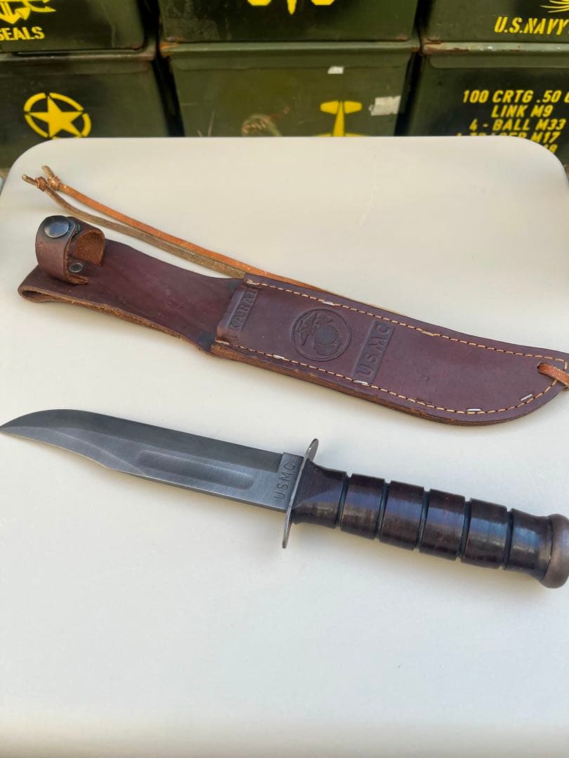 米軍実物 美品 コンバットナイフ KA-BAR USMC レザーシース付