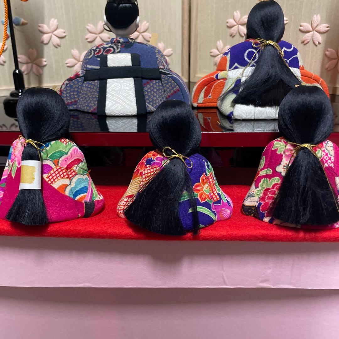 【未使用品】くろちく　とっても可愛い！木目込人形　雛人形　お雛様　東宮五人飾り