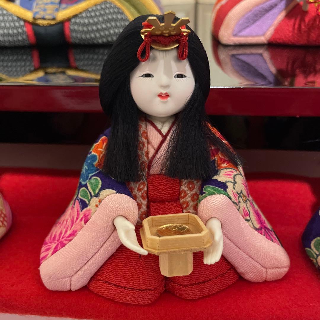 【未使用品】くろちく　とっても可愛い！木目込人形　雛人形　お雛様　東宮五人飾り