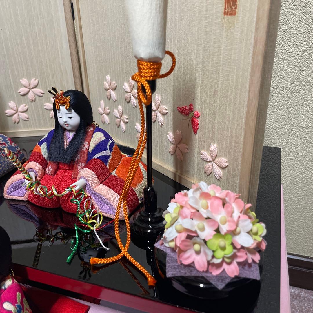 【未使用品】くろちく　とっても可愛い！木目込人形　雛人形　お雛様　東宮五人飾り