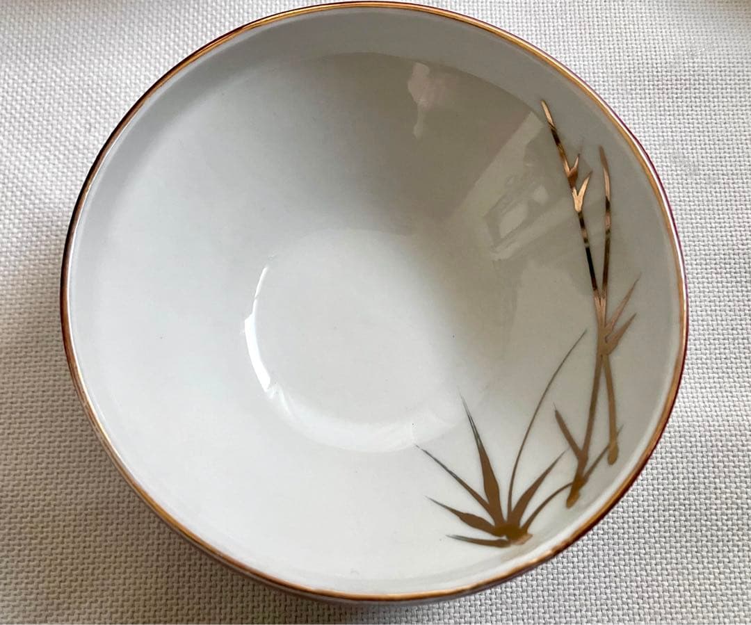 ✅当時物✅和食器/駒みたいな小鉢/竹の金彩/昭和食器１０客セット