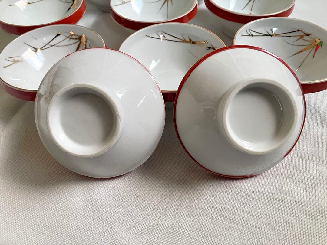 ✅当時物✅和食器/駒みたいな小鉢/竹の金彩/昭和食器１０客セット