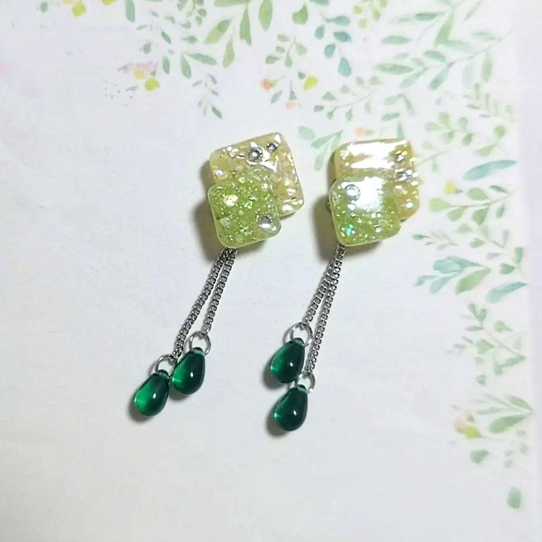 【004】ライムカラーのピアス／イヤリング