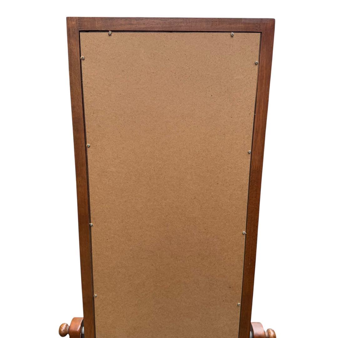 【美品】塩川光明堂 北欧レトロ 木製スタンドミラー 姿見 キャスター付