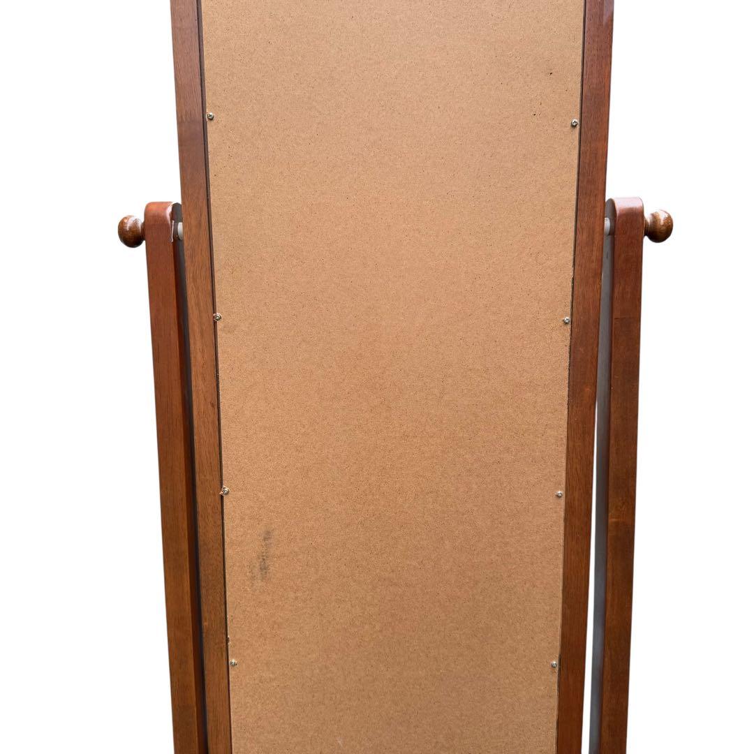 【美品】塩川光明堂 北欧レトロ 木製スタンドミラー 姿見 キャスター付