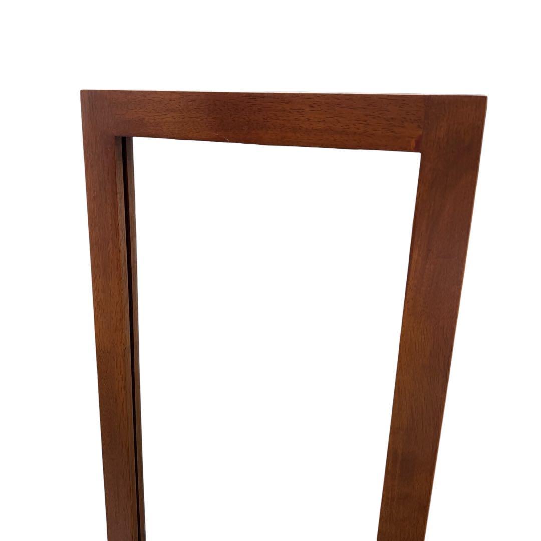 【美品】塩川光明堂 北欧レトロ 木製スタンドミラー 姿見 キャスター付