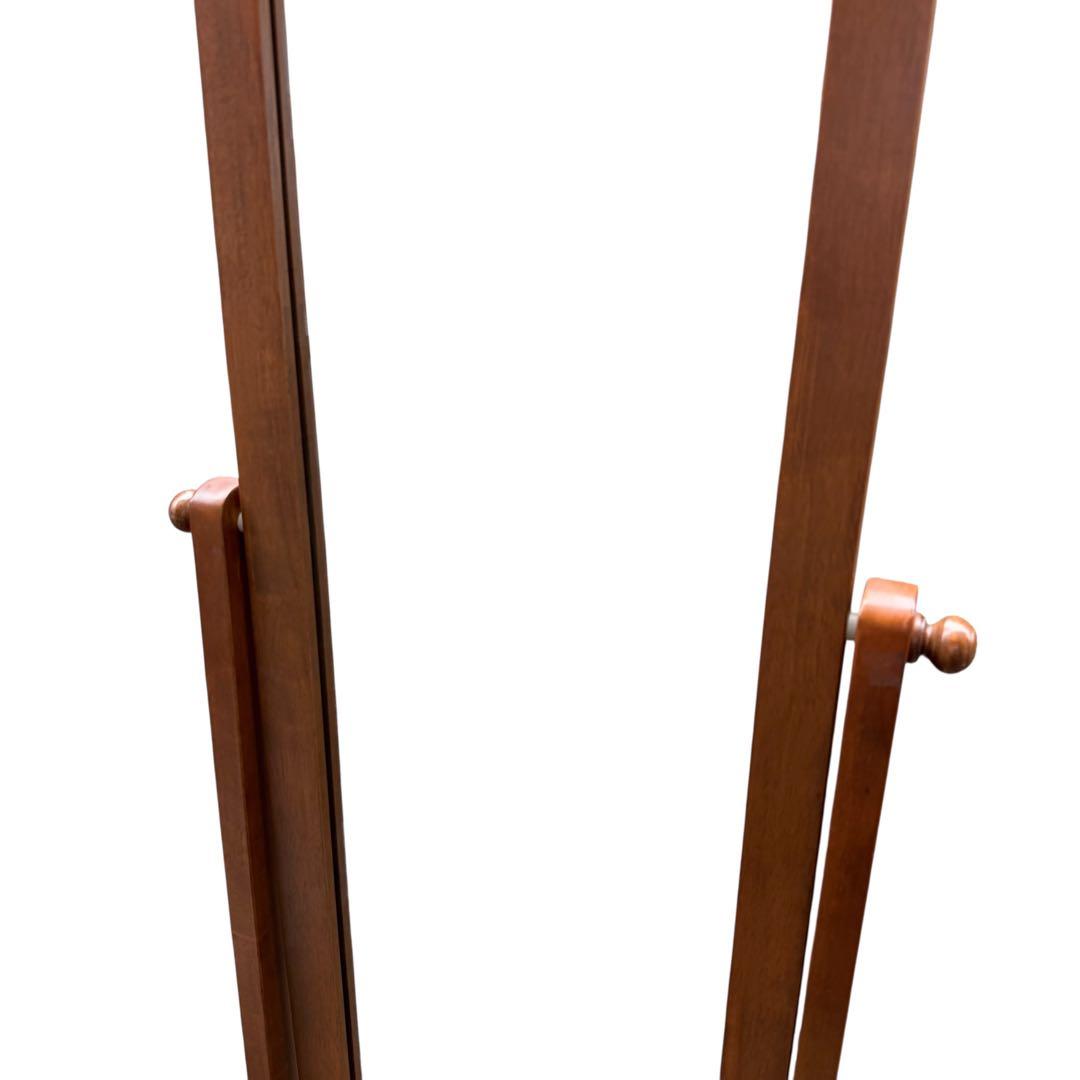 【美品】塩川光明堂 北欧レトロ 木製スタンドミラー 姿見 キャスター付