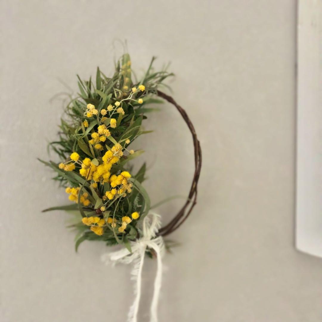 Spring 春のこもれび　ミモザの小さなハーフリース　15.5〜35.5cm