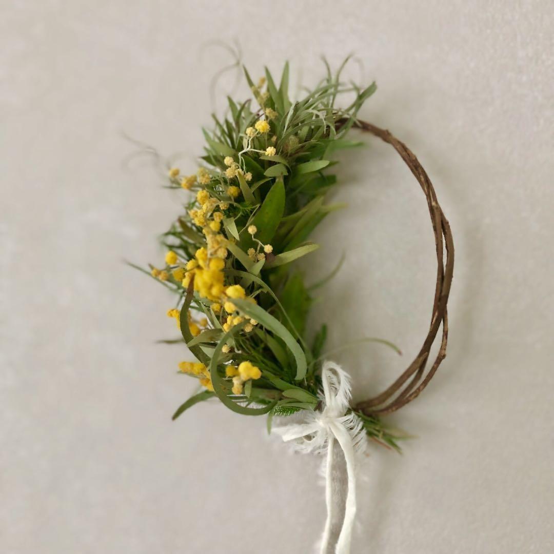 Spring 春のこもれび　ミモザの小さなハーフリース　15.5〜35.5cm