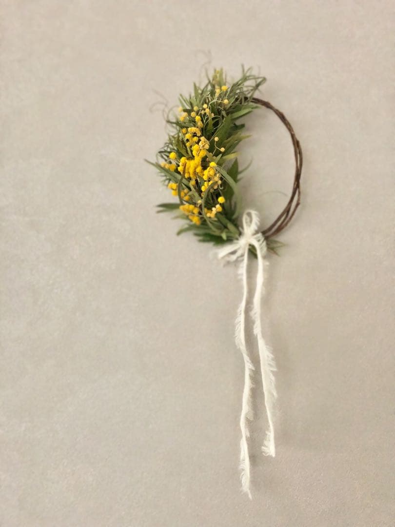 Spring 春のこもれび　ミモザの小さなハーフリース　15.5〜35.5cm