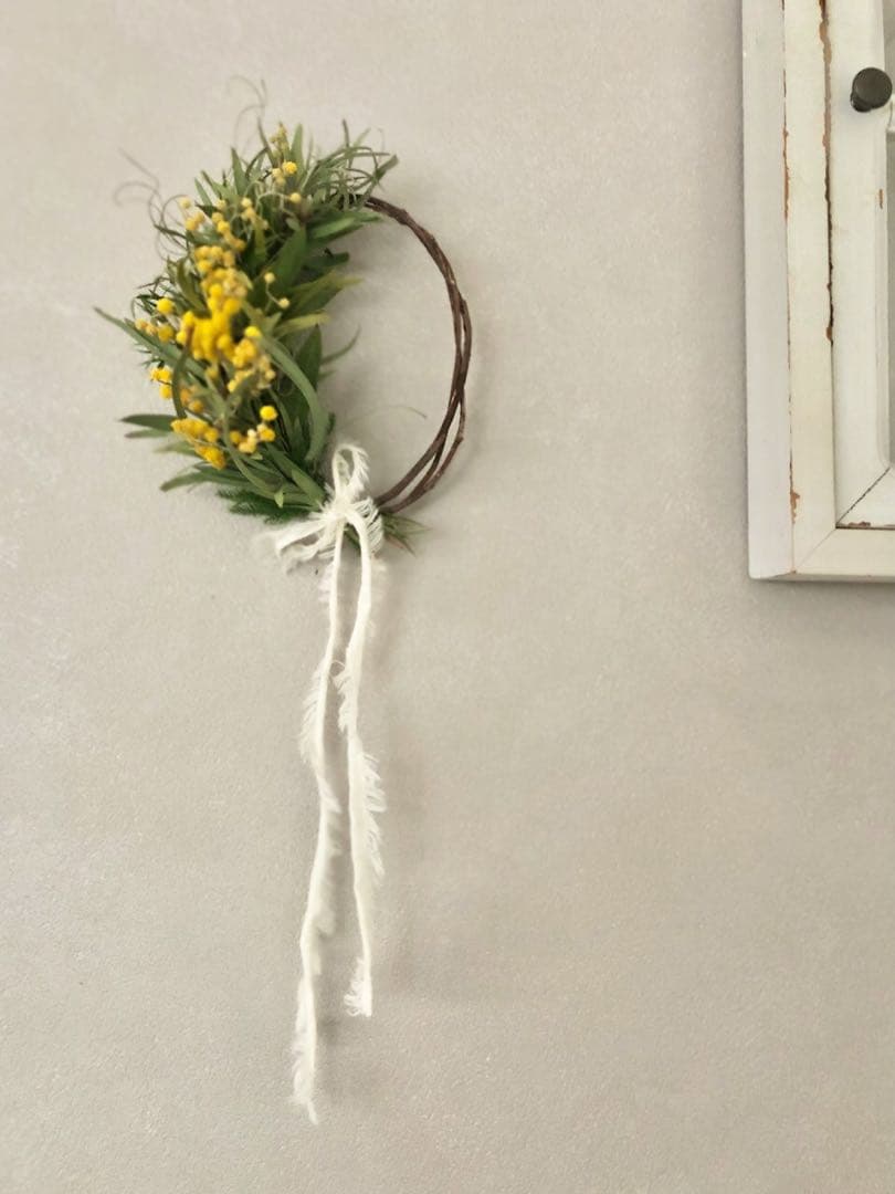 Spring 春のこもれび　ミモザの小さなハーフリース　15.5〜35.5cm