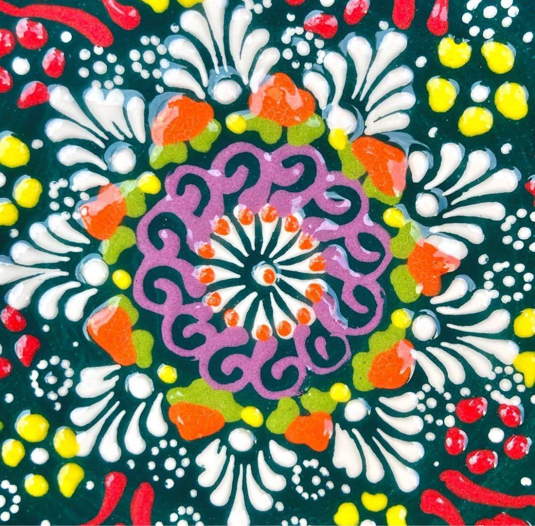 22cm☆新品☆【トルコ】ボウル 皿＊ダークグリーン 緑＊ キュタフヤ 陶器