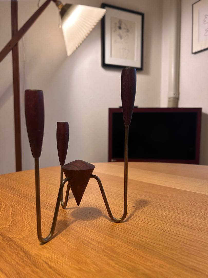 デンマーク　オブジェ　キャンドル　チーク　ヴィンテージ