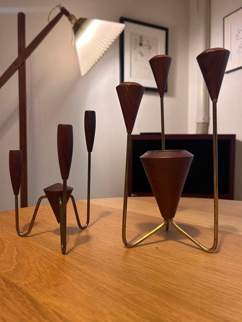 デンマーク　オブジェ　キャンドル　チーク　ヴィンテージ