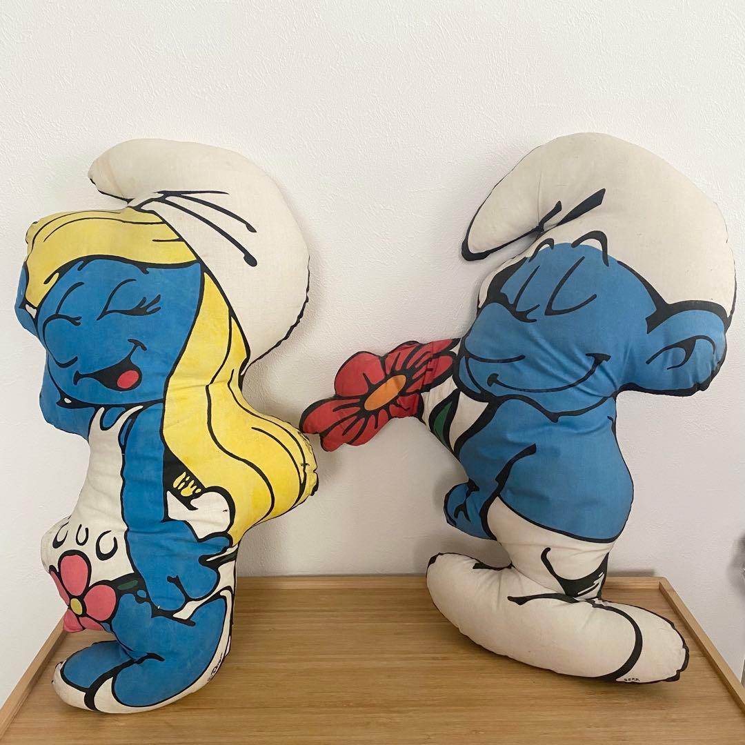 スマーフ スマーフェット カップル クッション 約45cm ペア　ヴィンテージ