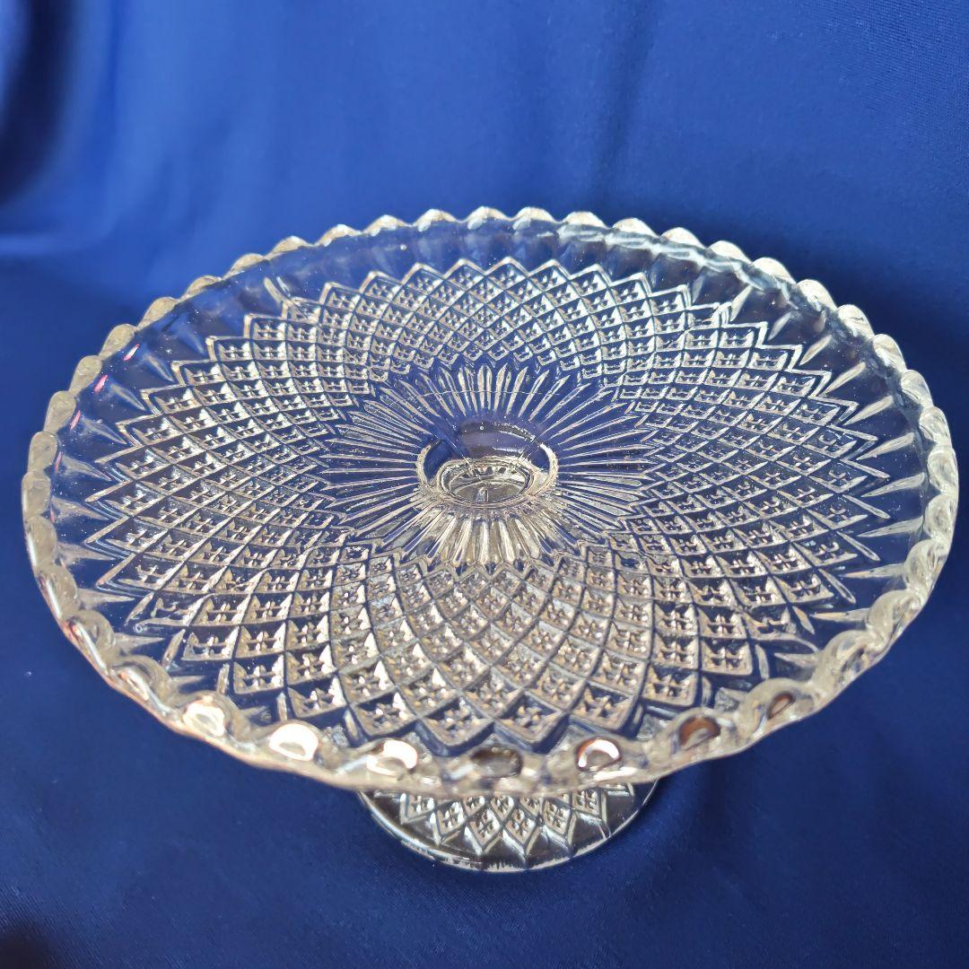 アンティークケ−キスタントガラス皿