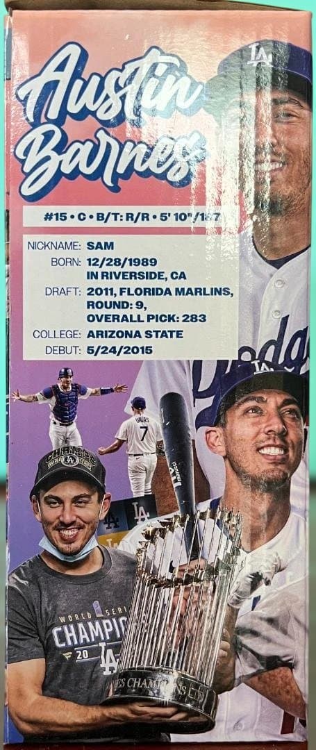 LAドジャース所属（2025年時点）のオースティン・バーンズ捕手のボブルヘッド