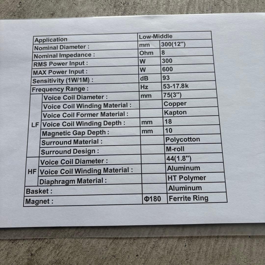同軸30cm 12インチMAGNESIA CX12A 1個