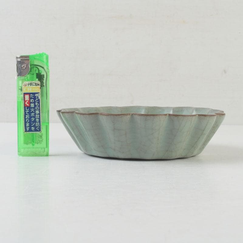 中国　哥窯　青磁　氷烈文　輪花皿　C　A37