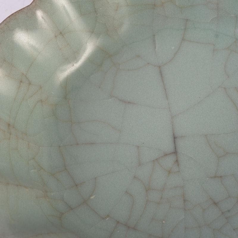 中国　哥窯　青磁　氷烈文　輪花皿　C　A37