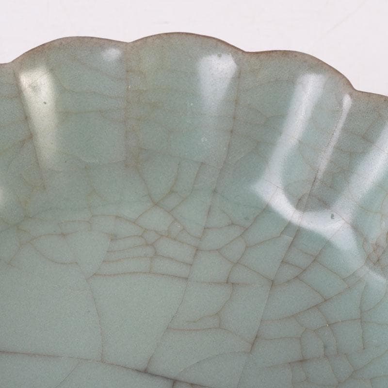 中国　哥窯　青磁　氷烈文　輪花皿　C　A37