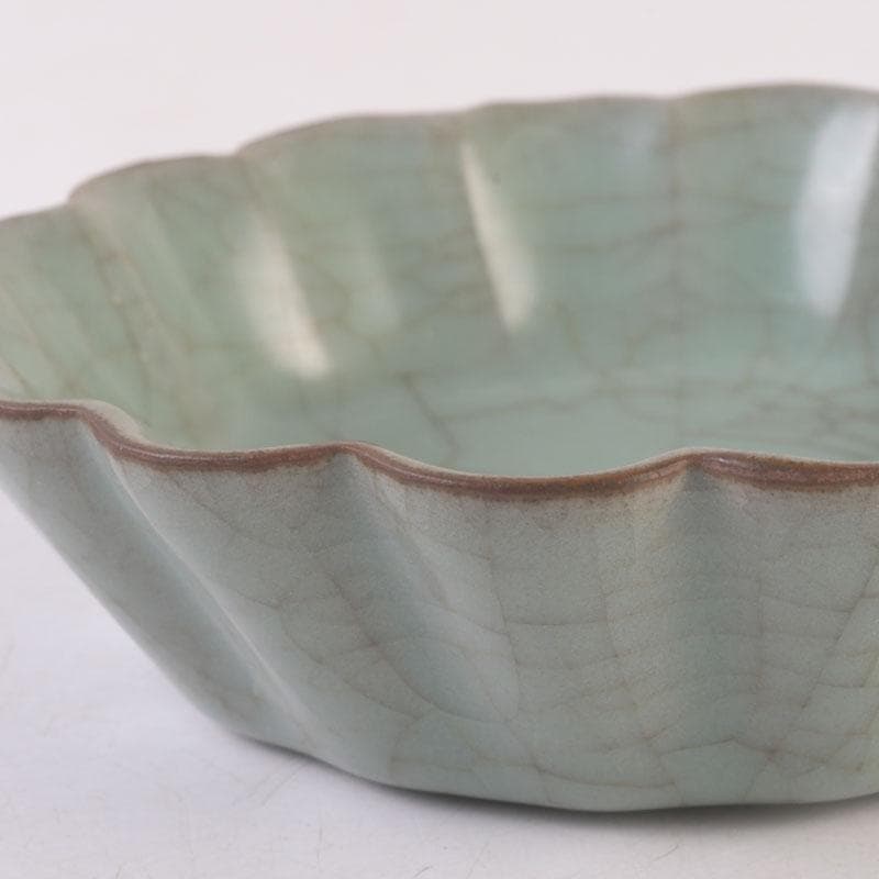 中国　哥窯　青磁　氷烈文　輪花皿　C　A37