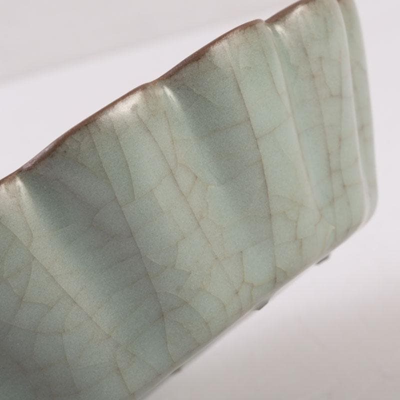 中国　哥窯　青磁　氷烈文　輪花皿　C　A37