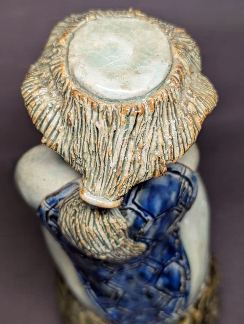 京焼風 河童 陶芸置物 寿銘 八代印 民芸 陶器 カッパ オブジェ