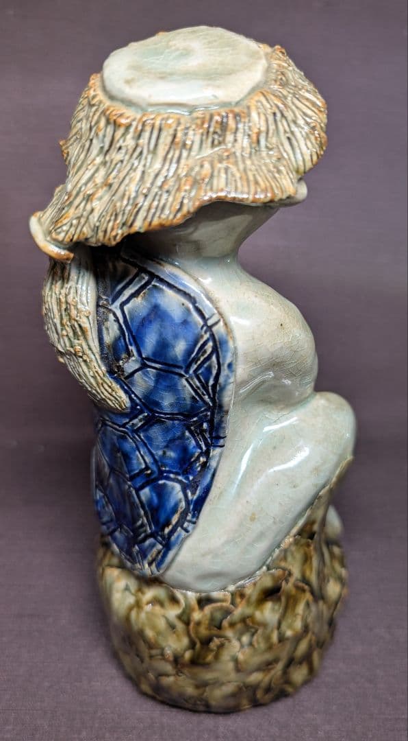 京焼風 河童 陶芸置物 寿銘 八代印 民芸 陶器 カッパ オブジェ