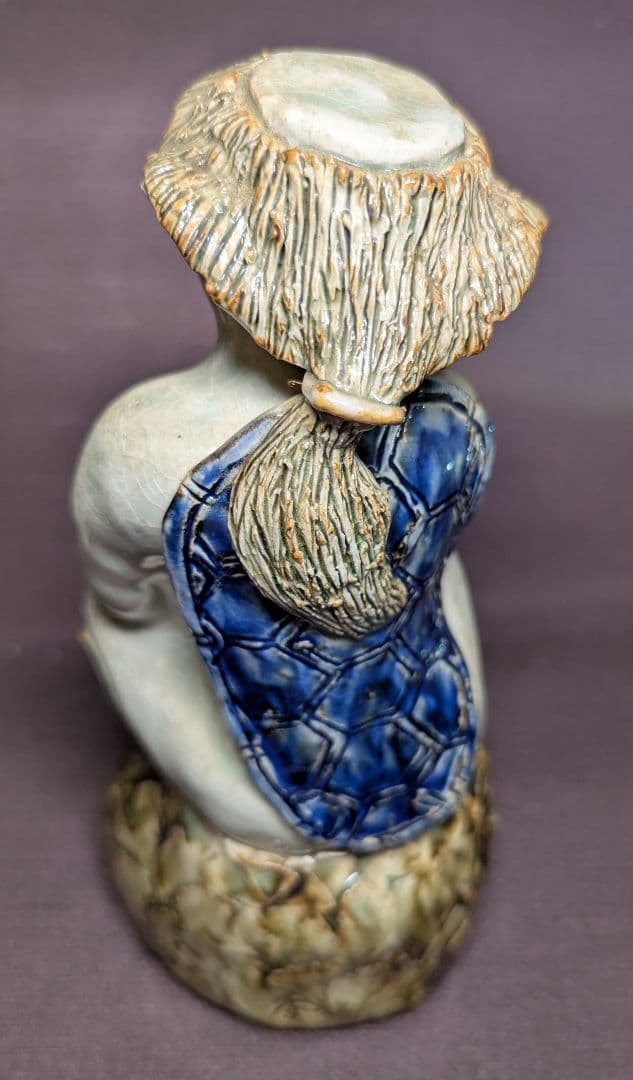 京焼風 河童 陶芸置物 寿銘 八代印 民芸 陶器 カッパ オブジェ