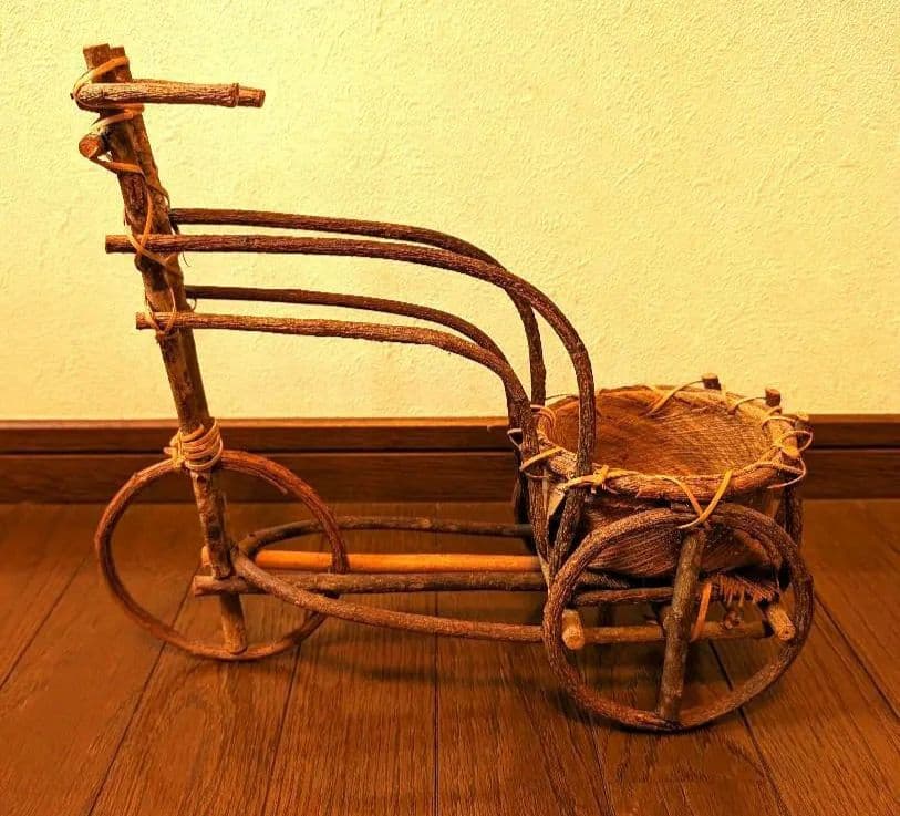 昭和レトロ　ラタン　籐　レトロ自転車　バスケット　3点まとめ売り