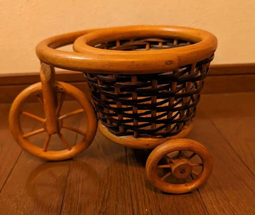 昭和レトロ　ラタン　籐　レトロ自転車　バスケット　3点まとめ売り