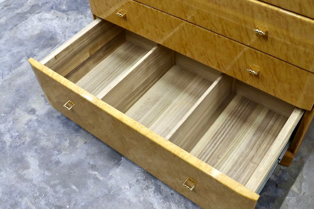 GMIK491○府中家具 最高級 整理箪笥 引出し収納家具 バーズアイメープ