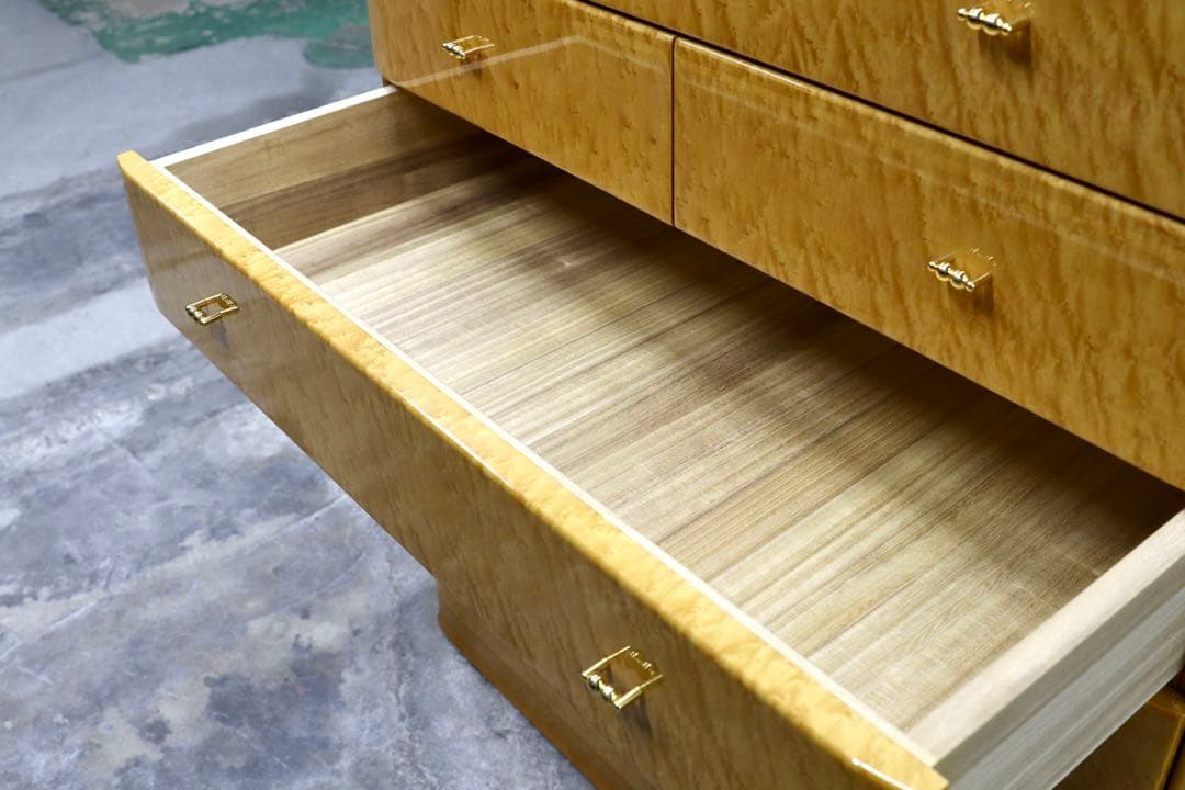 GMIK491○府中家具 最高級 整理箪笥 引出し収納家具 バーズアイメープ