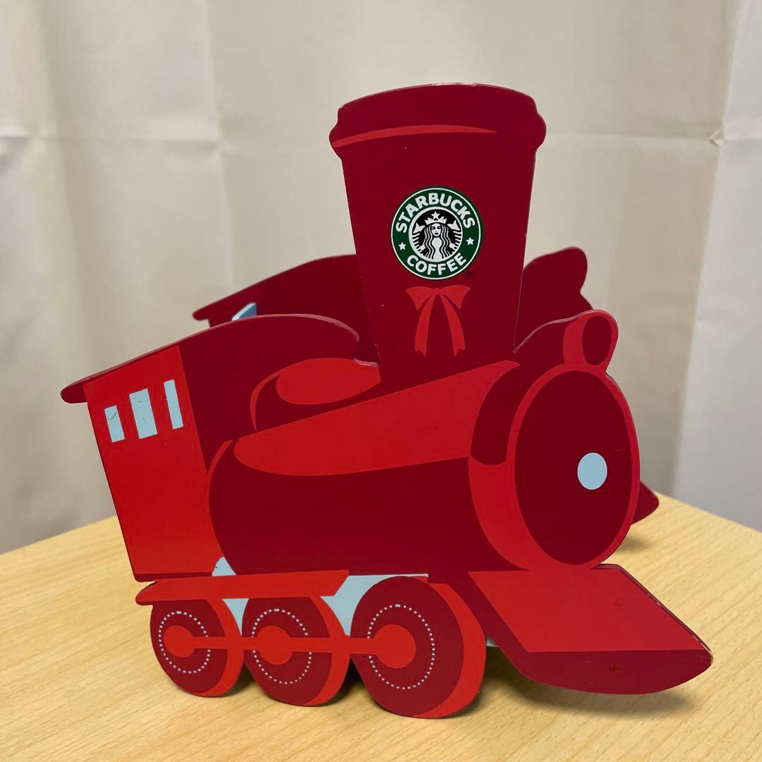 スターバックス　スタバ　ホリデー　クリスマス　木製の汽車　ディスプレー　小物入れ