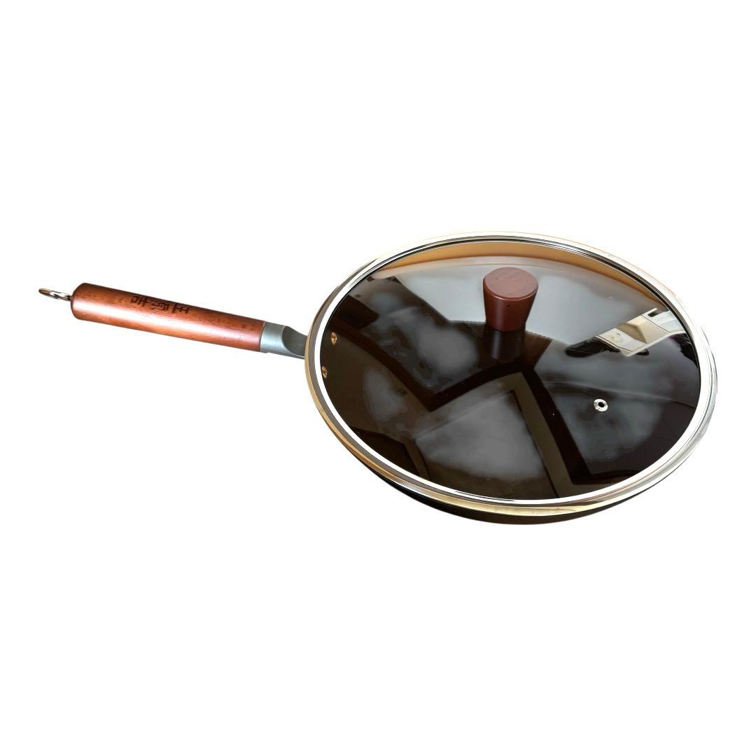 【未使用】中華鍋 鉄　フライパン30cm 王源吉　蓋付き