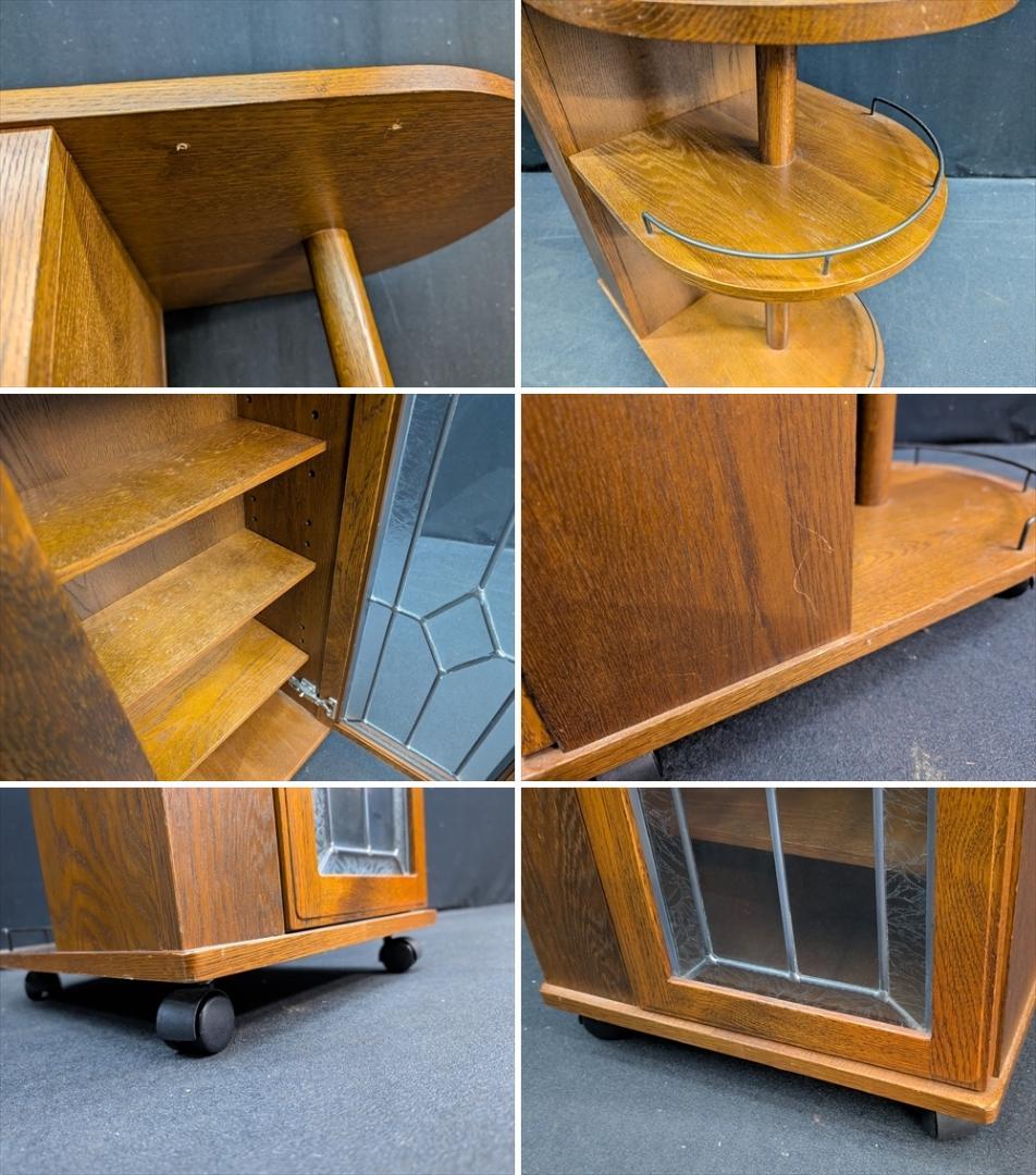 美品　三越家具　ブルージュ　サイドテーブル　キッチンワゴン　ステンドグラス