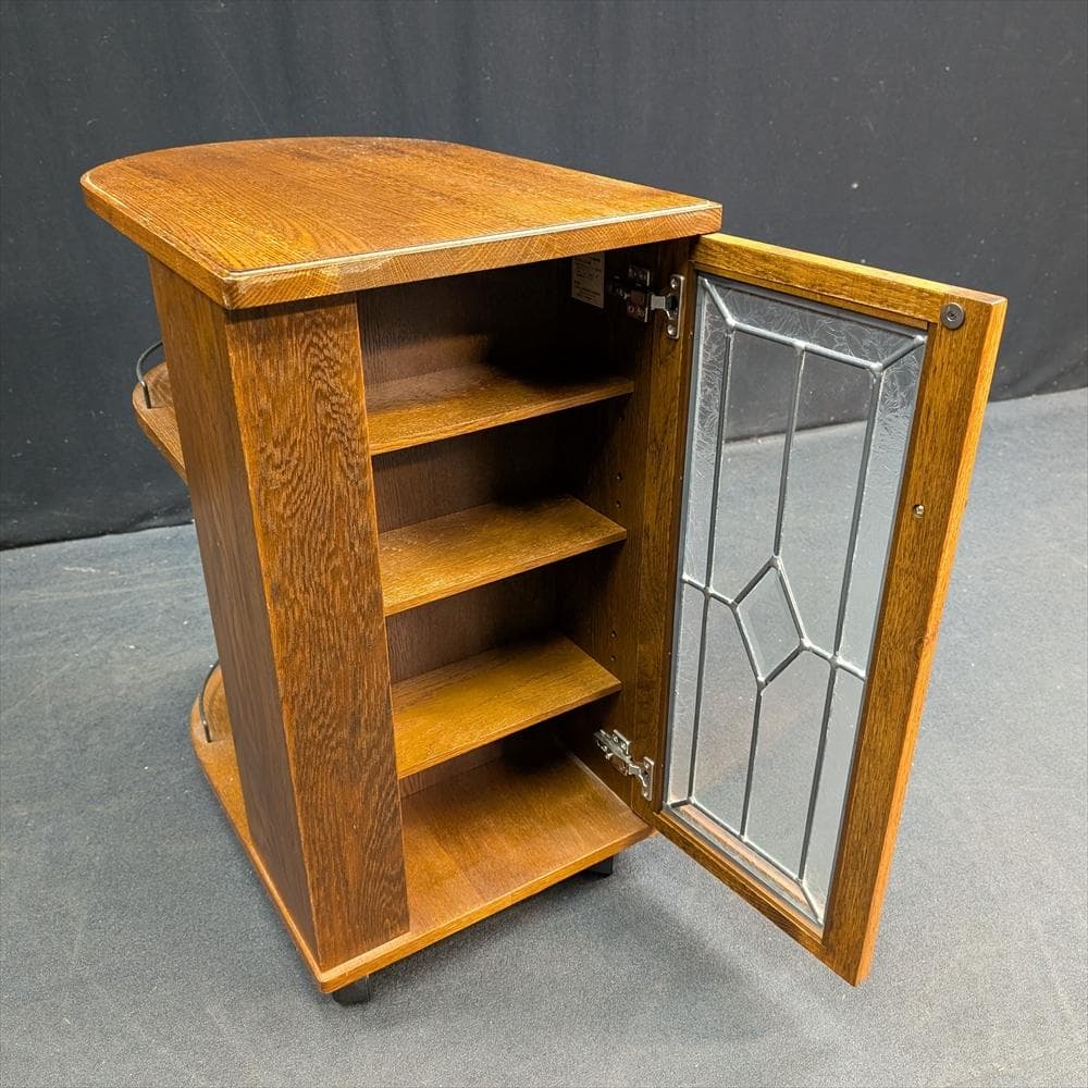 美品　三越家具　ブルージュ　サイドテーブル　キッチンワゴン　ステンドグラス