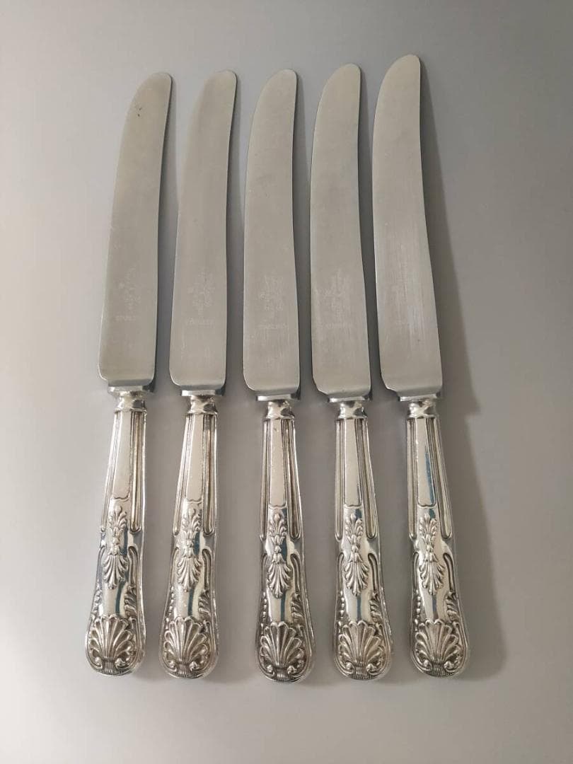 英国ヴィンテージ マッピン＆ウェッブ キングスパターン テーブルナイフ 5本
