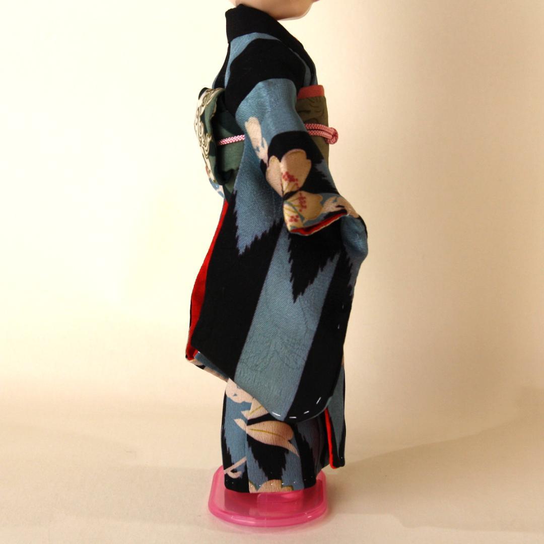 《大正浪漫》《ブライス・リカちゃんアンティーク着物セット》黒と水色の矢羽根に桜