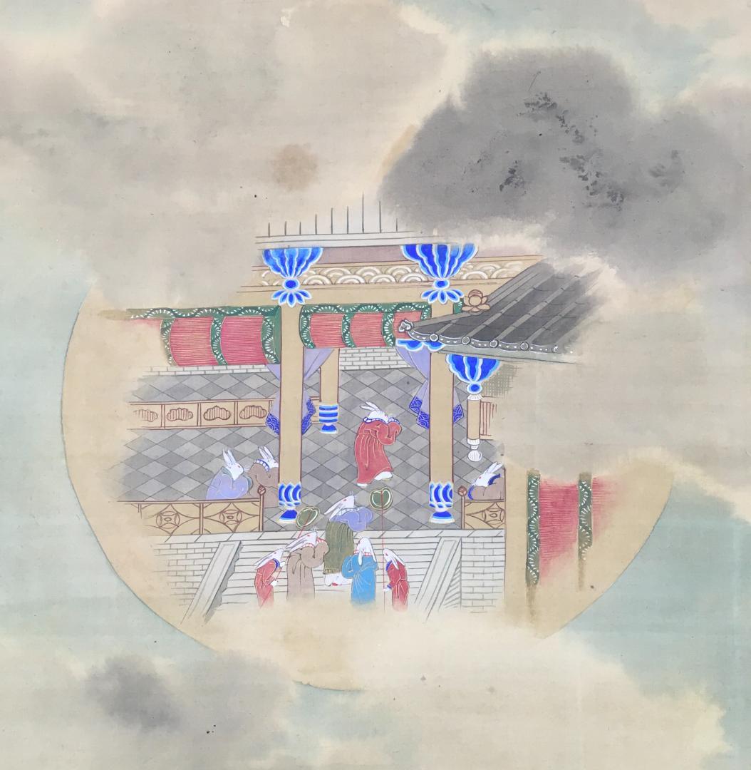 希少！[柴田是真・ウサギの神殿]／肉筆浮世絵師