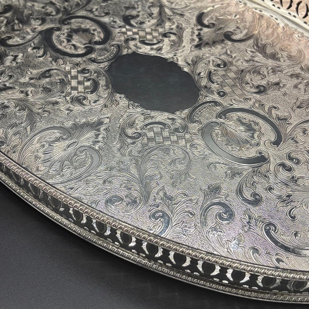 ＜英国ビンテージ＞シェフィールド　シルバートレイ　サルヴァ　銀盆　オーバル　B