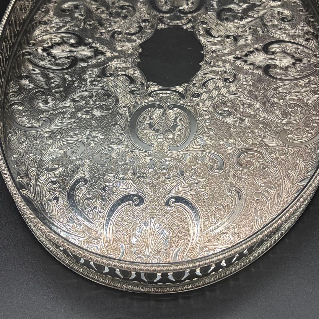 ＜英国ビンテージ＞シェフィールド　シルバートレイ　サルヴァ　銀盆　オーバル　B