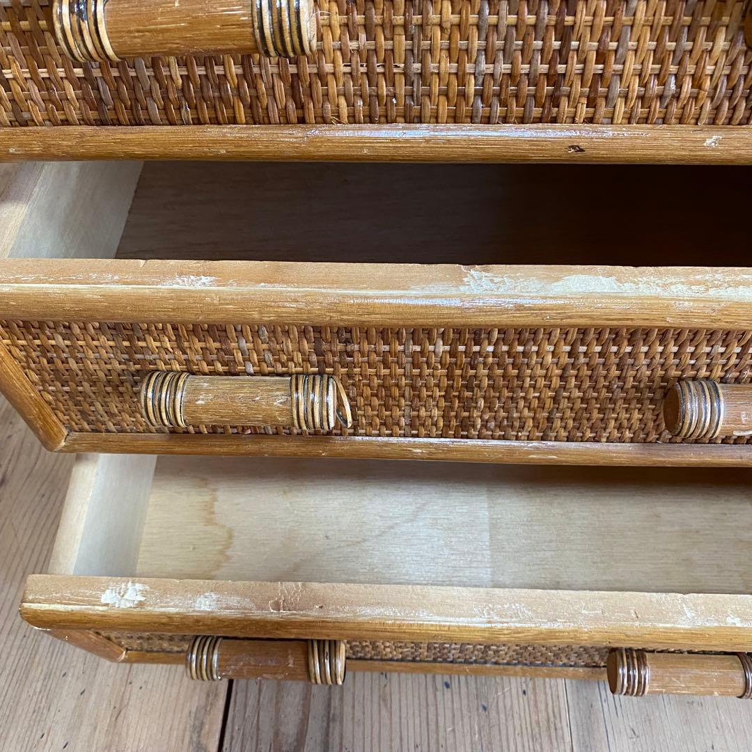 ヴィンテージ ラタン 籐 チェスト 棚 テレビ台 昭和レトロ z685