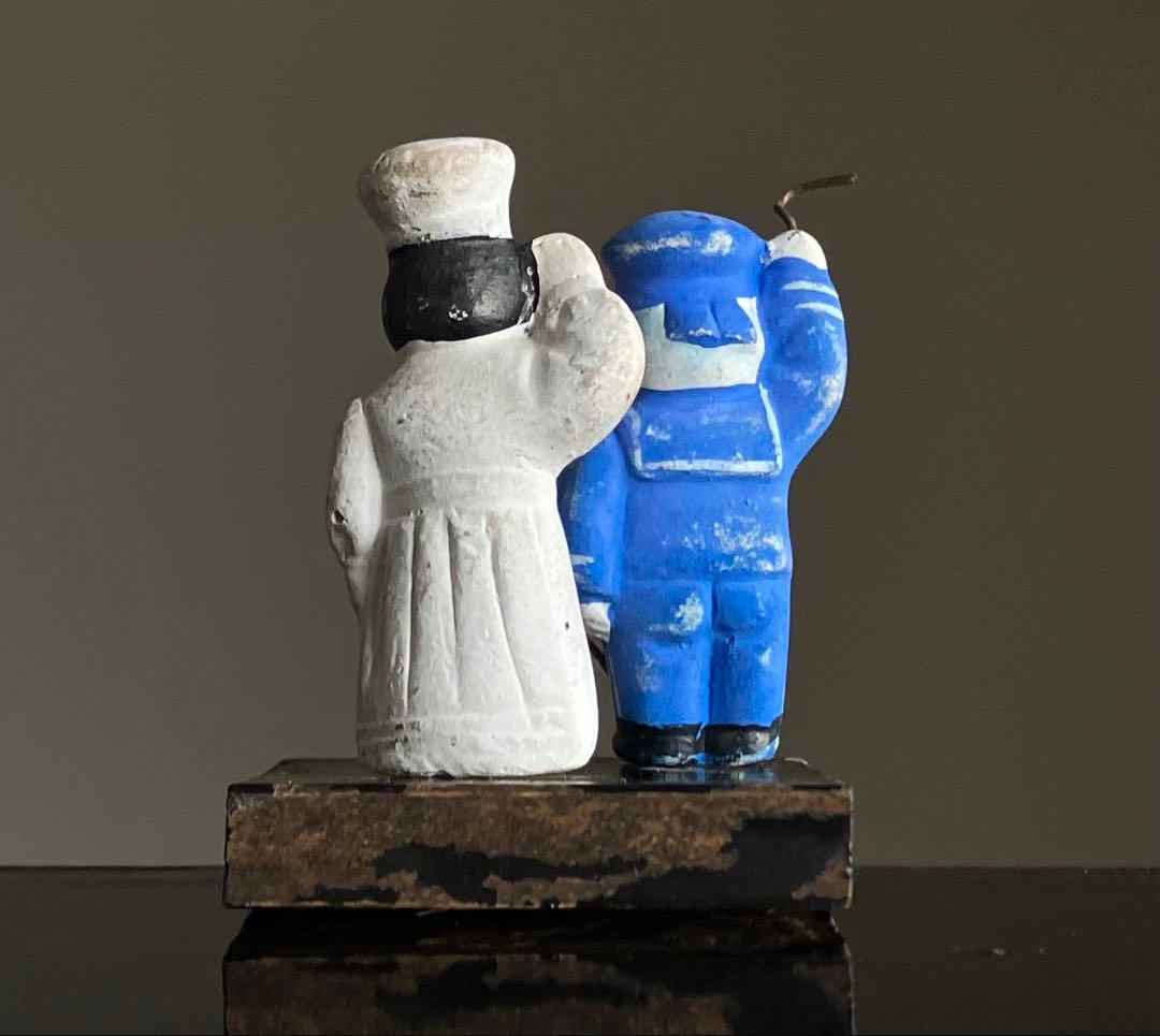 【戦中人形 水兵と看護婦 豆人形 約4㎝ 戦時資料】歴史資料郷土玩具海軍赤十字