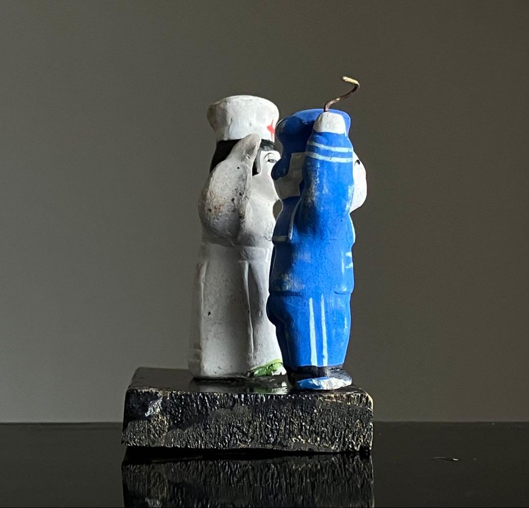 【戦中人形 水兵と看護婦 豆人形 約4㎝ 戦時資料】歴史資料郷土玩具海軍赤十字