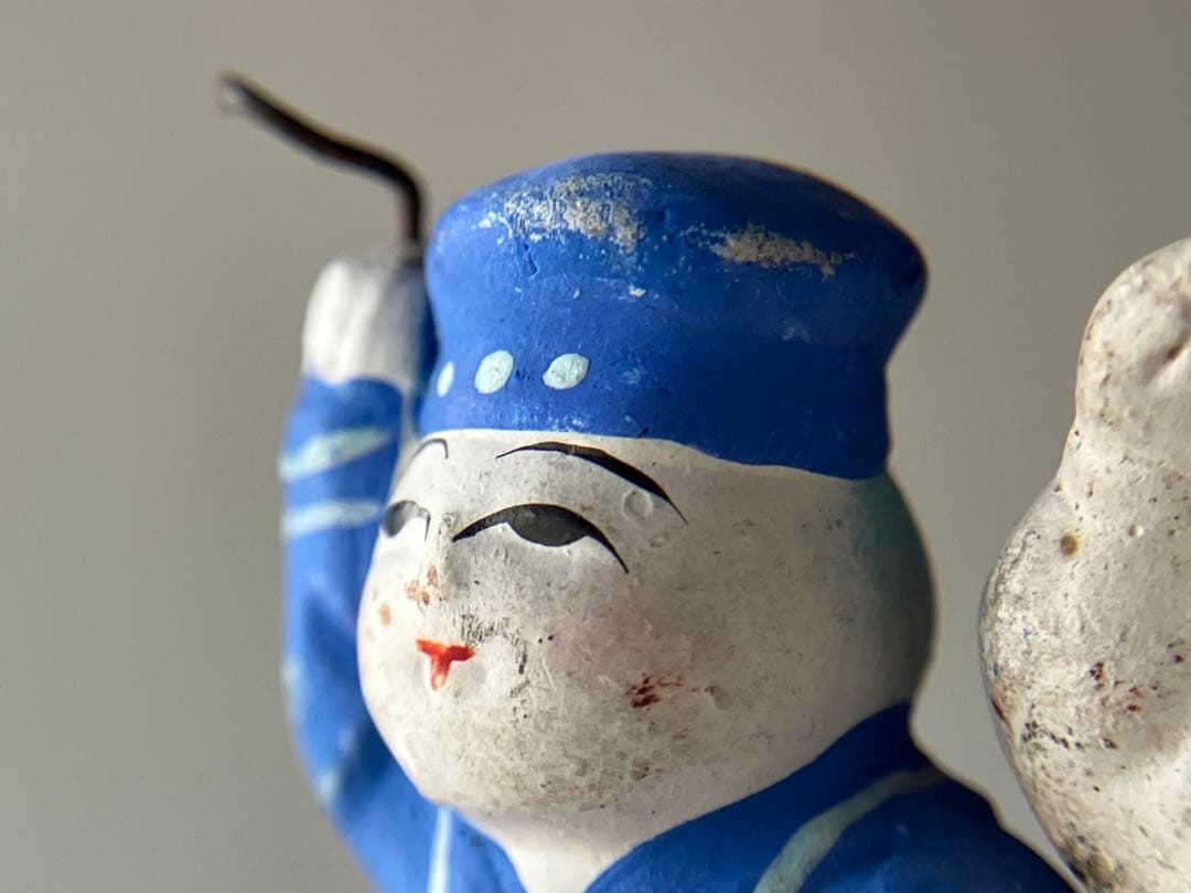 【戦中人形 水兵と看護婦 豆人形 約4㎝ 戦時資料】歴史資料郷土玩具海軍赤十字