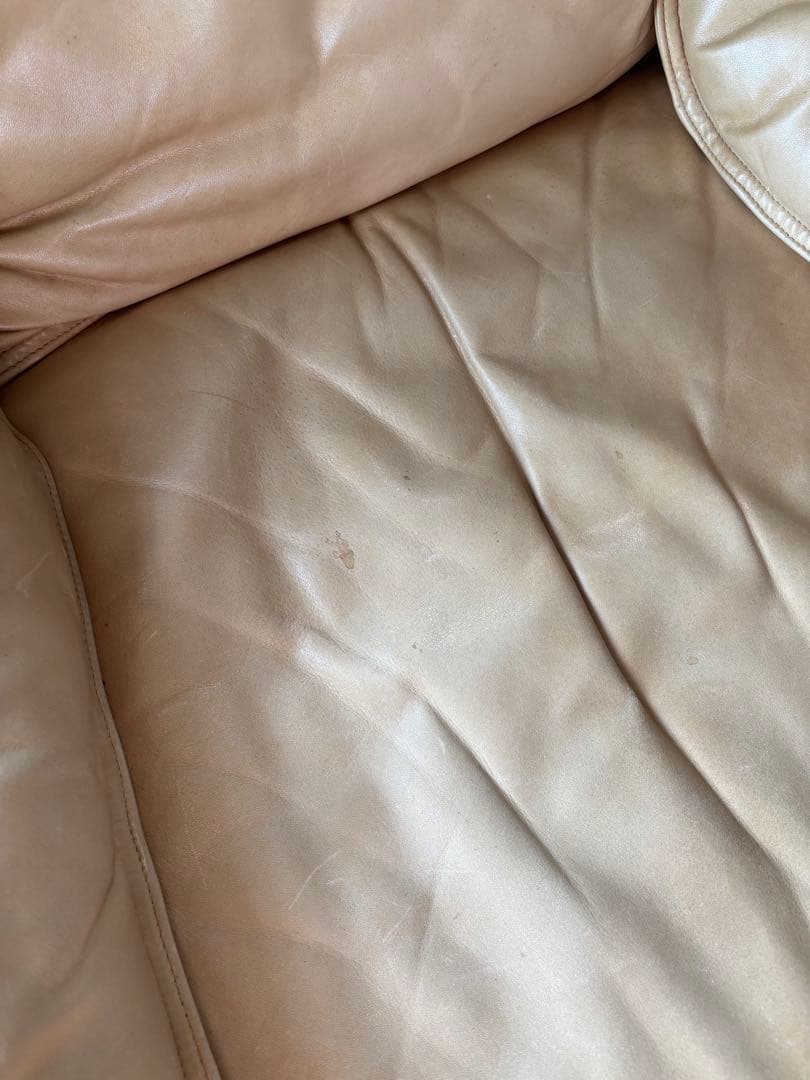 vintage 70b クリーム色 レザー 1人掛けソファ