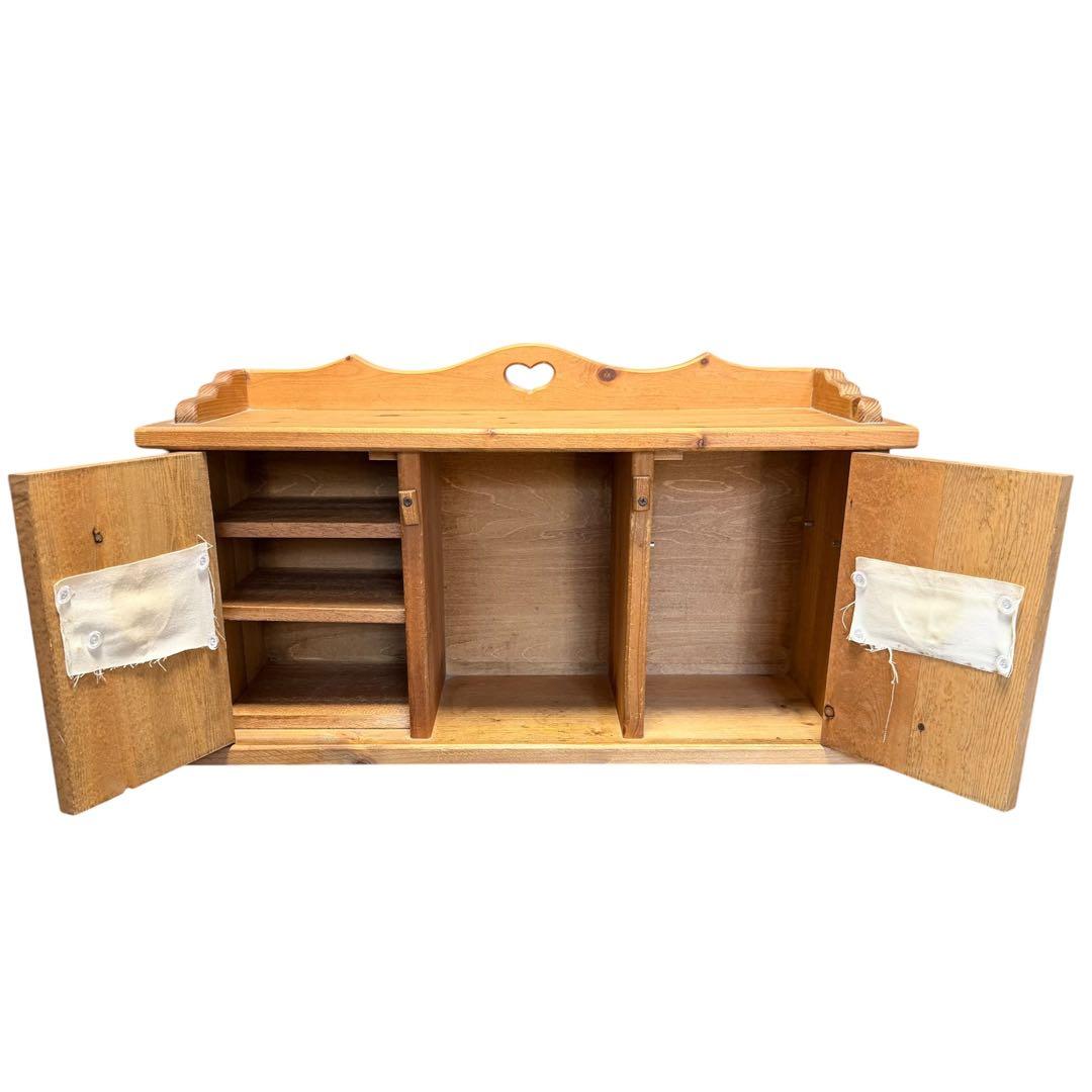 【希少】カントリー家具 木製ラック ハート扉 収納棚